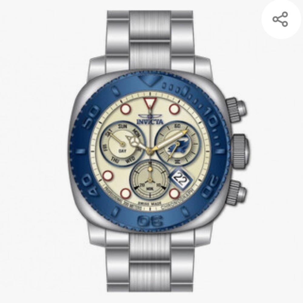 INVICTA Pro Diver Chronograph Silver Dial Blue Ion-plated Men's Watch